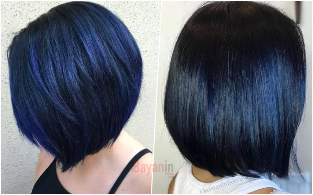 Blue Black hair color Bob Cut